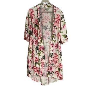 Show me your Mumu pink floral cardigan robe one size cottagecore prairie kimono